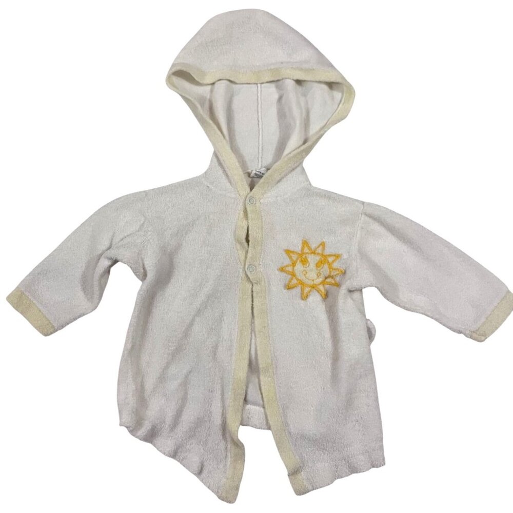 Vintage Trimfit Baby Hooded Robe Sun Embroidery 100% Cotton Terrycloth 0-3 Month